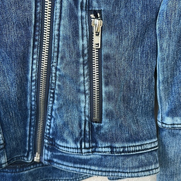 Liverpool Jean Company Acid Wash Zip Front Moto Stretch Jean Jacket Size XS - Picture 4 of 13